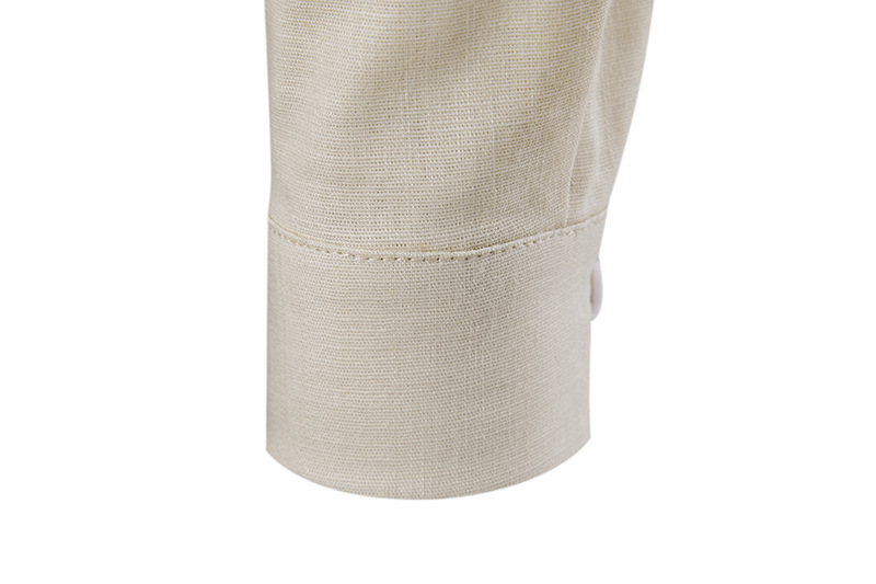 Men's Cotton Linen Shirts Long Sleeve Solid Color - 63