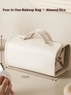 New Folding Cosmetic Bag Large Capacity Portable Handbag Waterproof Travel Storage Washing Bag For Women - Beige - View 1