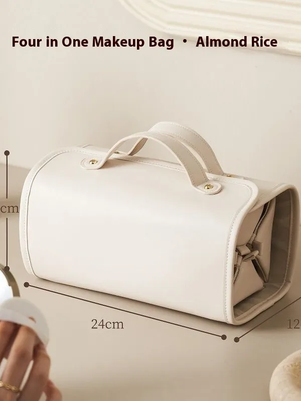 New Folding Cosmetic Bag Large Capacity Portable Handbag Waterproof Travel Storage Washing Bag For Women - Beige