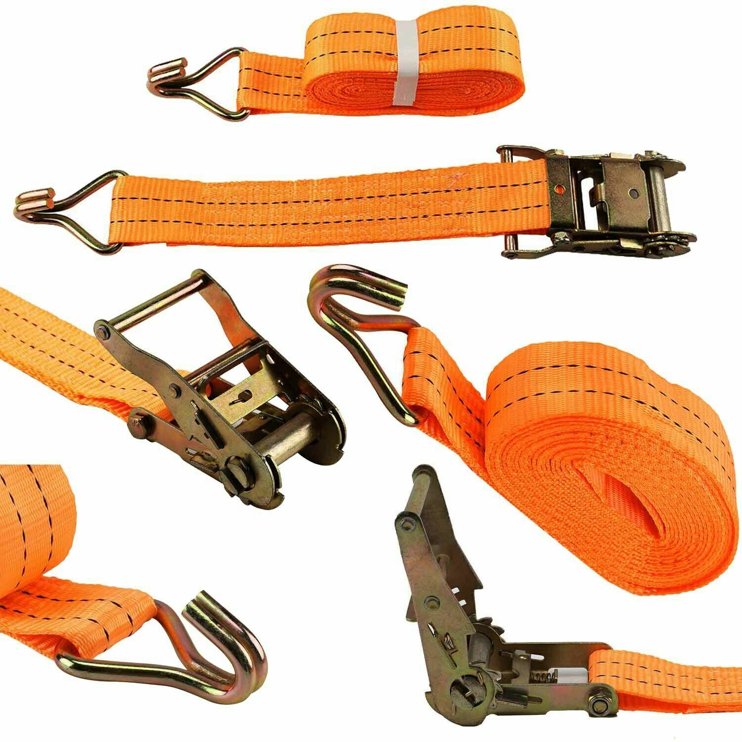 4X Heavy Duty Ratchet Ties Down Straps 50mm-6 Meter Lashing Cargo Luggage 3000KG