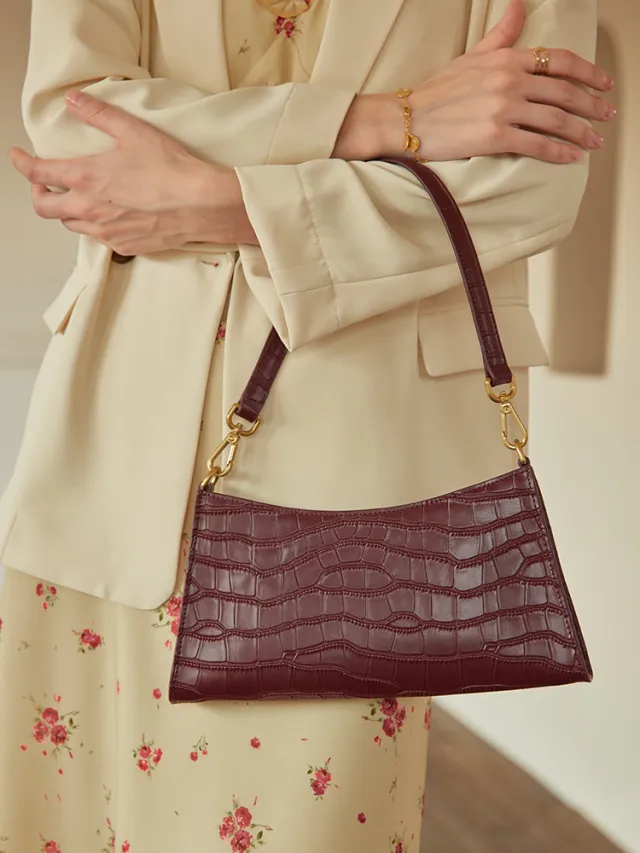 French High quality Texture Of Leather Handbag Red - Shop at LoveMi