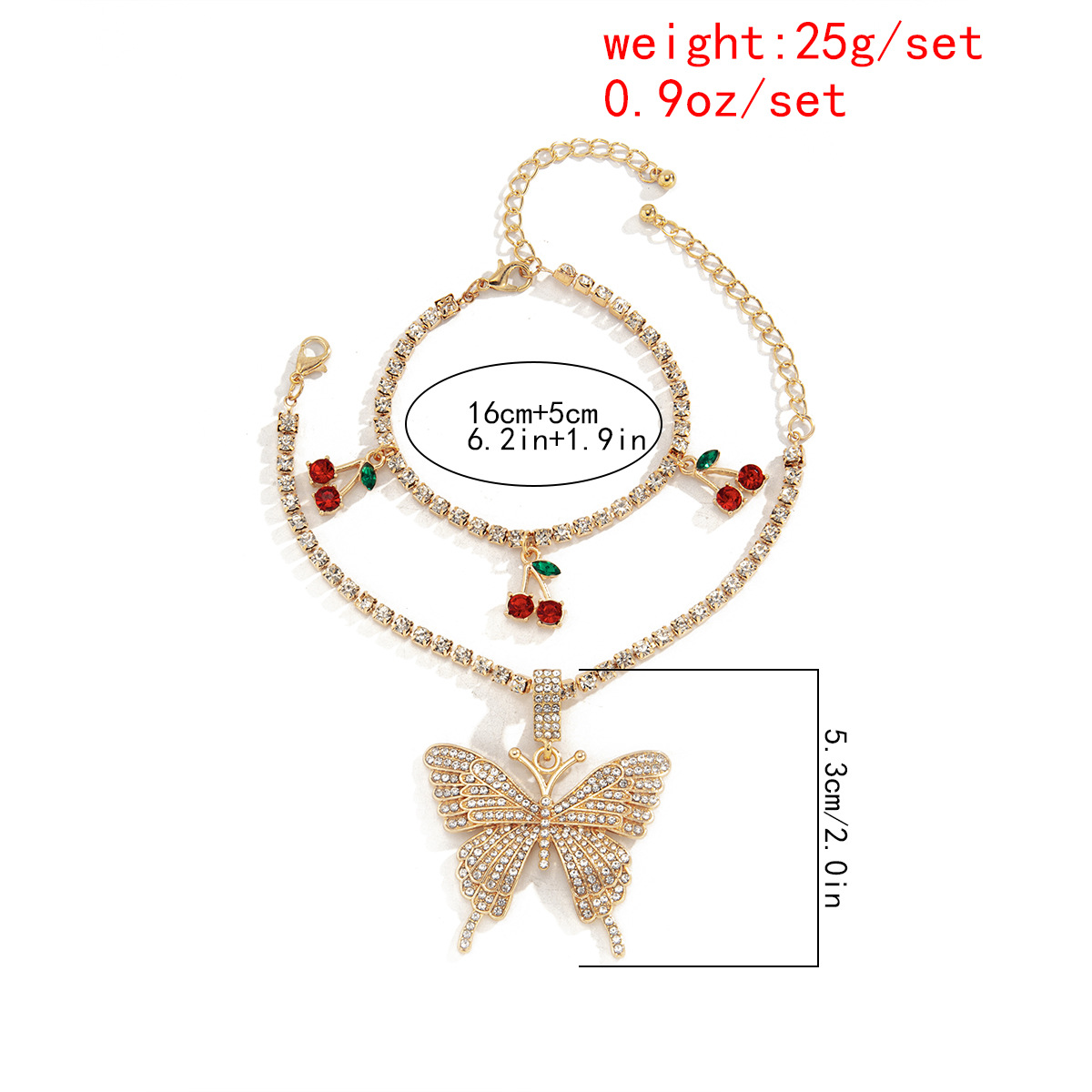 Fashion All-match Full Inlaid Butterfly Cherry Bracelet