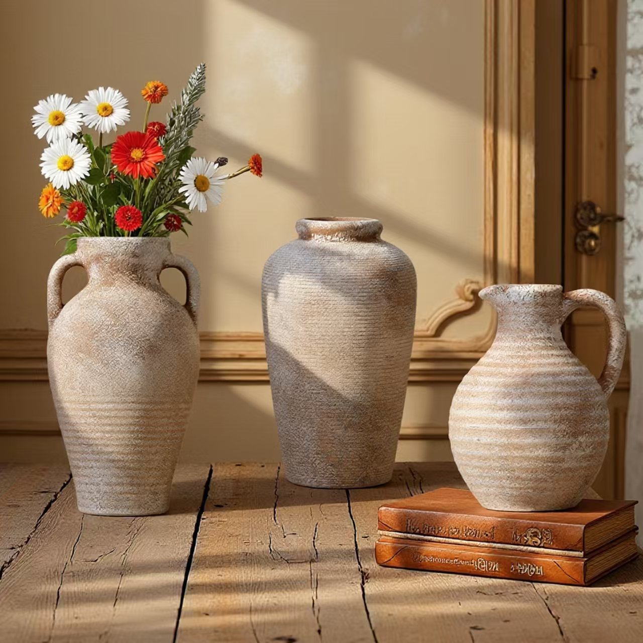 Vintage French Country Ceramic Vase, Creative Decorative Flower Vase, Home Decoration Table Ornament, Ideal For Floral Arrangements