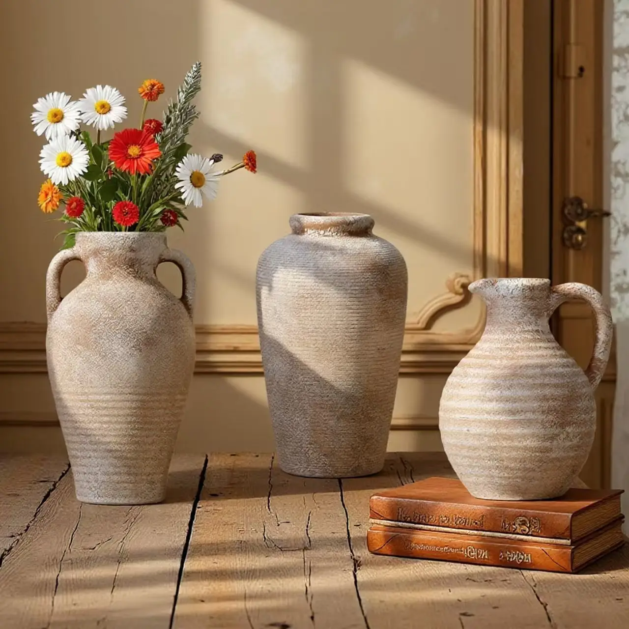 Vintage French Country Ceramic Vase, Creative Decorative