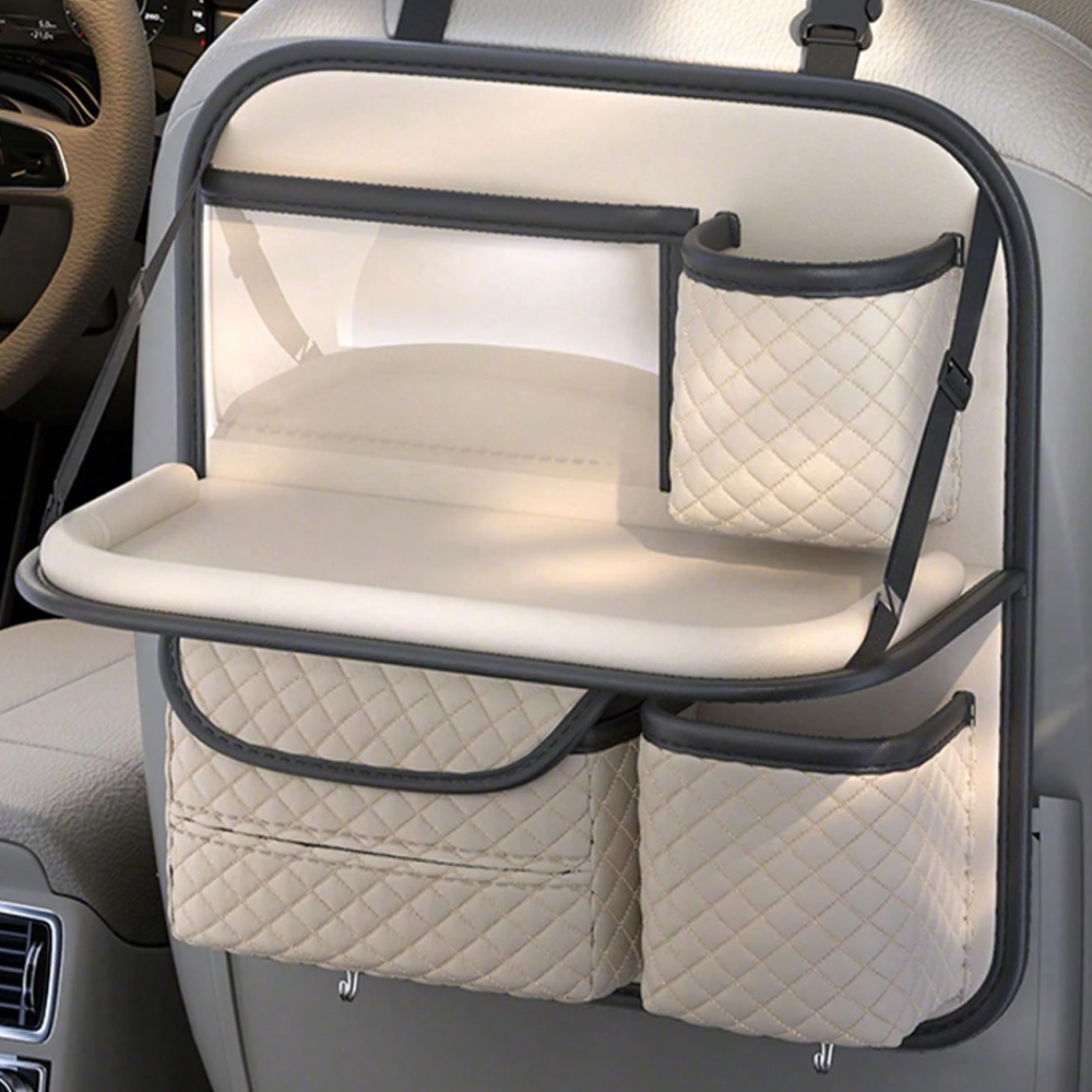 Car Organiser Bag Multi Pocket Black Leather  Holder Back Seat Storage Tidy