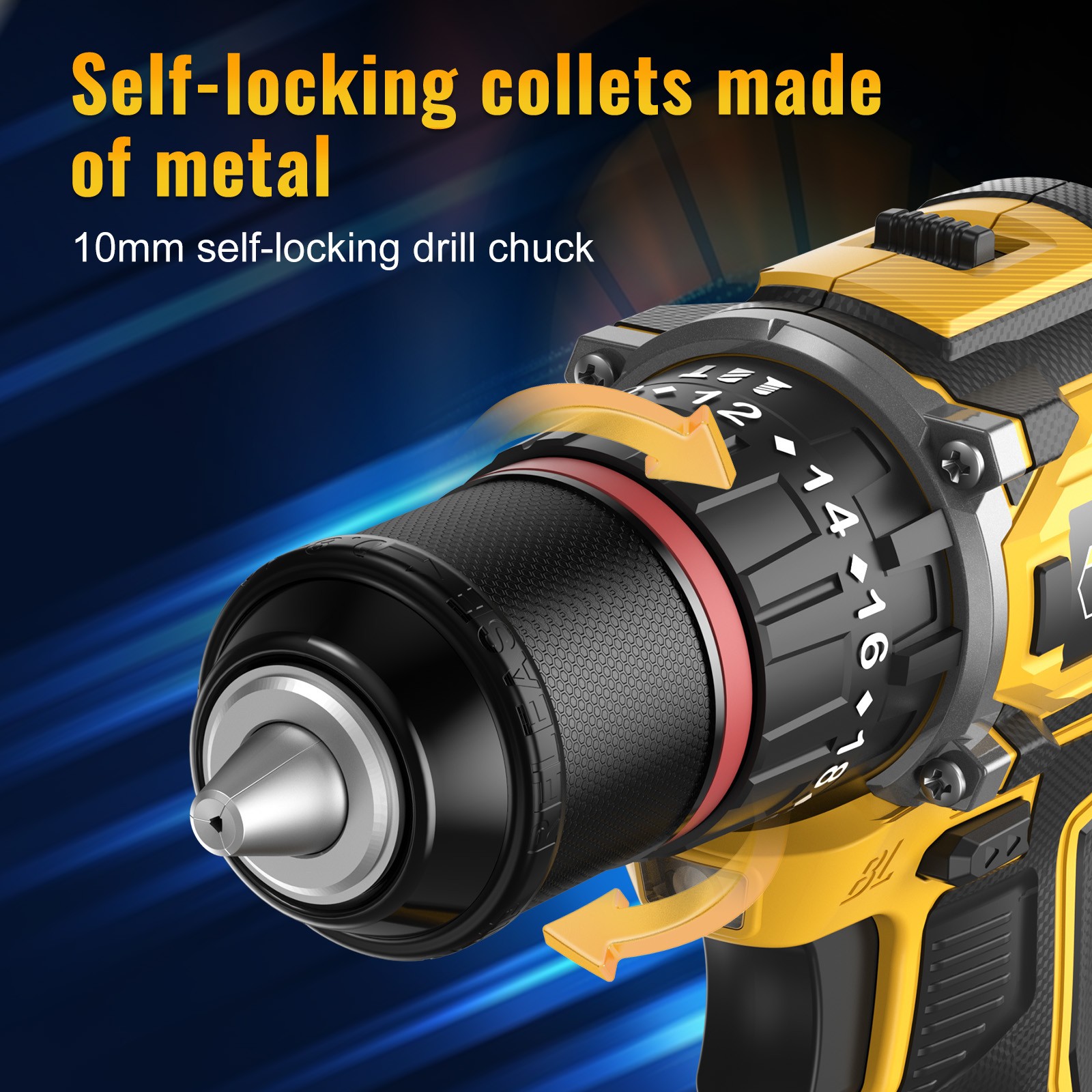 Cordless Drill Brushless Impact Driver Set 52Nm Combi Kit & 2x Batteries & Bits — image 6