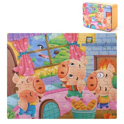 Title 14, 100pcs Puzzle Iron Box Children