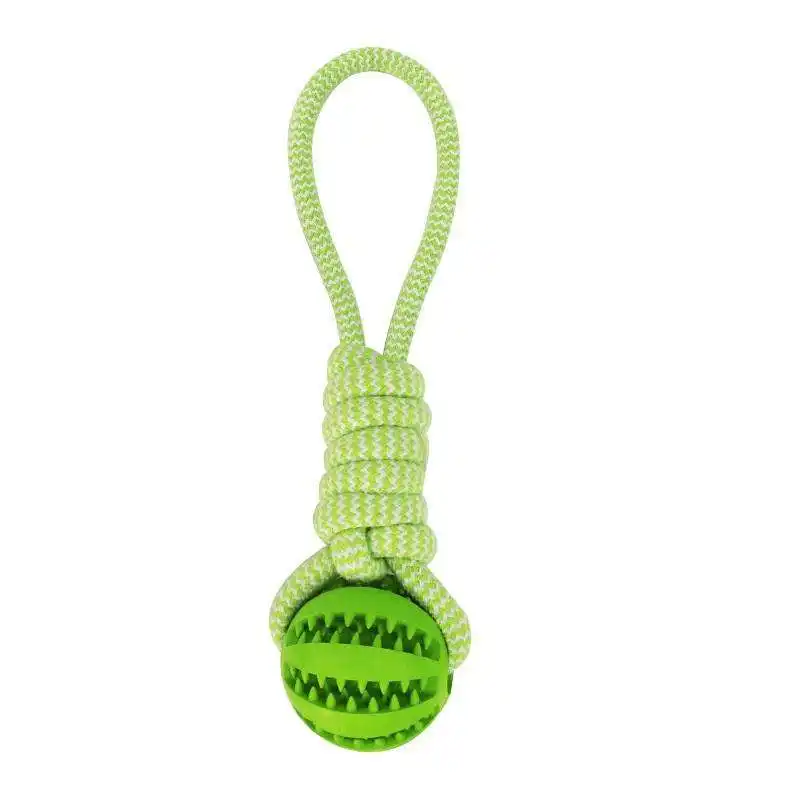 Dog Toys Treat Balls Interactive Hemp Rope Rubber Leaking Balls for Small Dogs