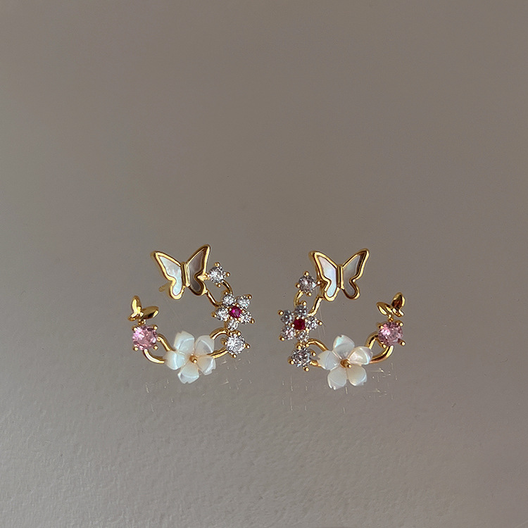 Shell Flower Butterfly Ear Stud