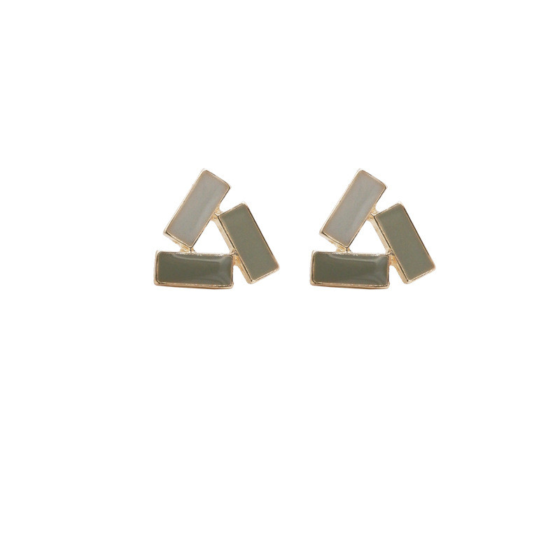 Japanese And Korean Design Sense Triangle Three-dimensional Stud Earrings Hollow Stitching