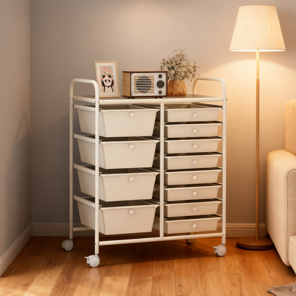 12-Drawer Utility Rolling Cart With Drawers Multi-Use Storage_voghion.com