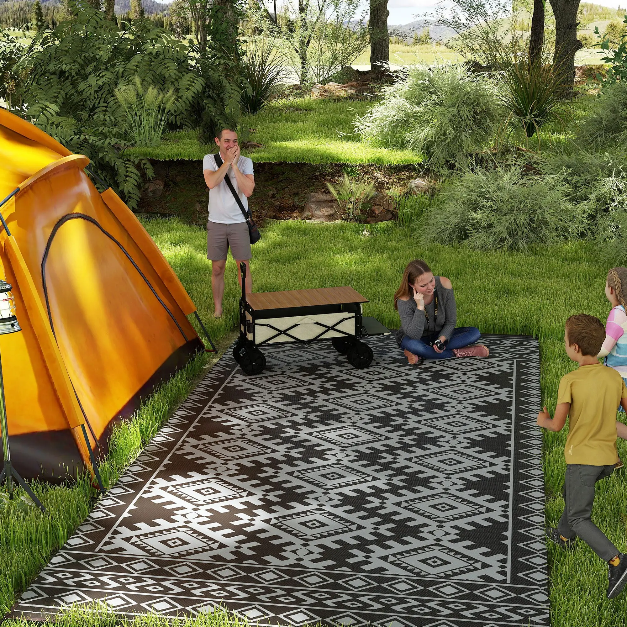 Reversible Outdoor Rug, Waterproof Plastic Straw