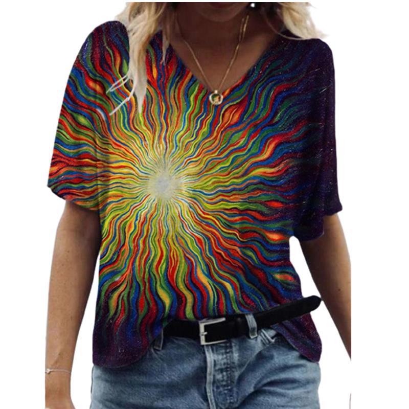 Abstract Printed Women's Sexy Loose T-Shirt