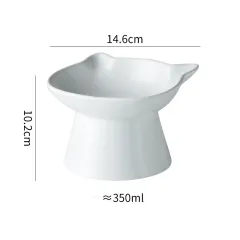 Ceramic Tall Feet To Protect The Cervical Spine To Prevent Knocking Over The Dog Bowl Pet Drinking - White - View 1