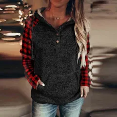 Women's Casual Long Sleeve Loose Hooded Color Matching Sweater - Nwy01Khdz2-Xl - View 1