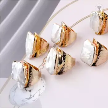 Sell Ring Irregular Pearl Ring Baroque Style Ring Gilt Edge Ring