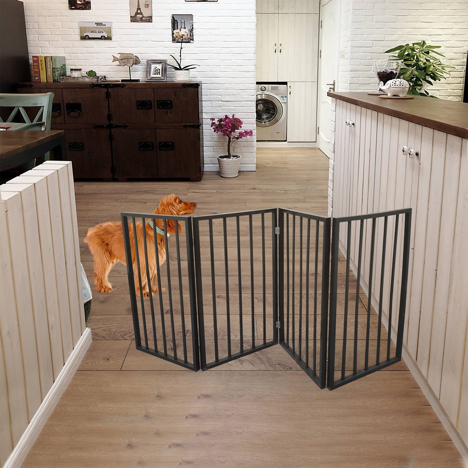 Pet Gate - Dog Gate For Doorways,Stairs Or House-standing, Folding — foto 9