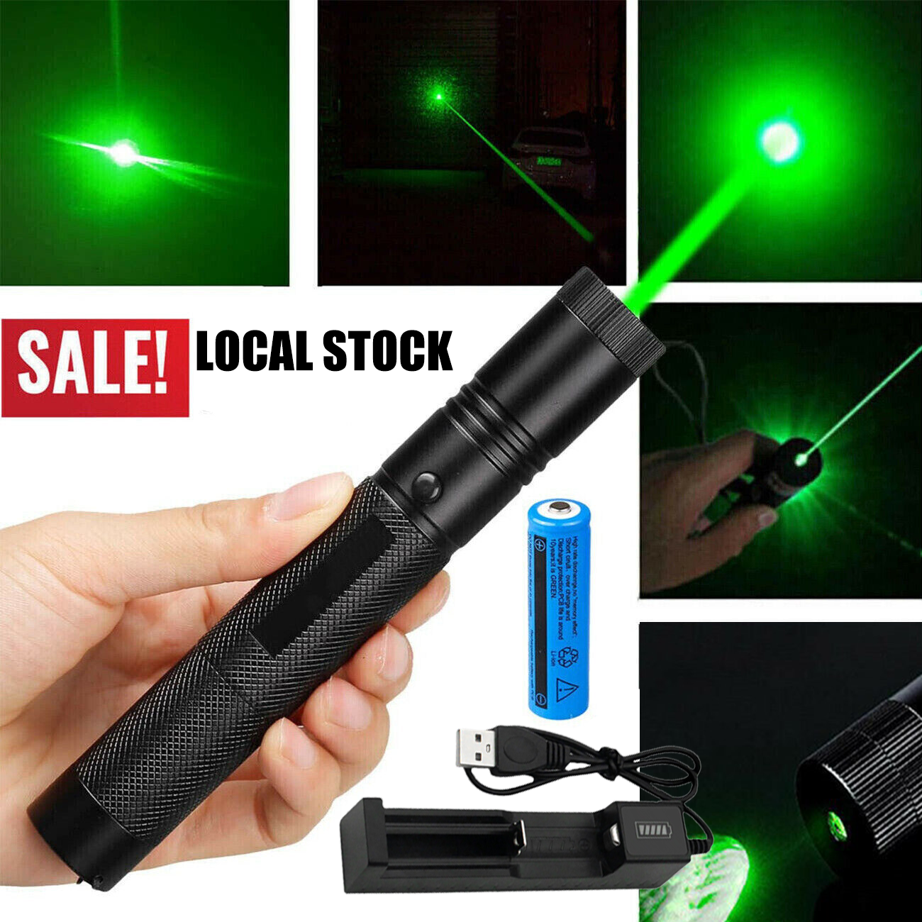 Green Laser Pointer Pen Light Visible Beam Lazer Torch 532nm 1mw USB Rechargeable Flashlight