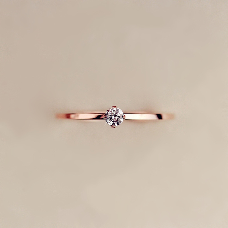 Rose Gold Plated Titanium Steel Jewelry Diamond Ring
