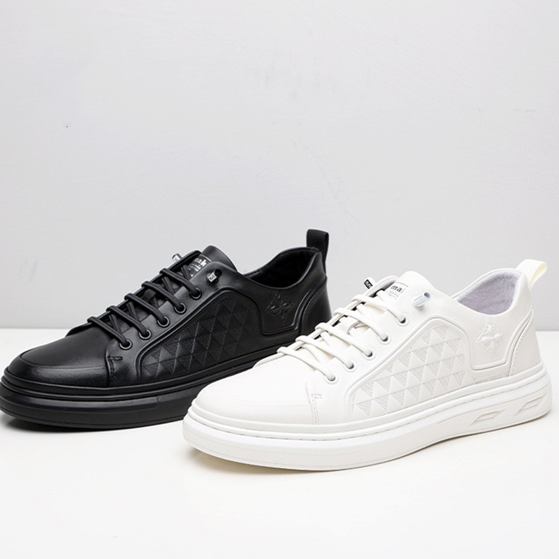 Cowhide Lace Up Versatile Breathable Soft Bottom Low Top Men's Board Shoes