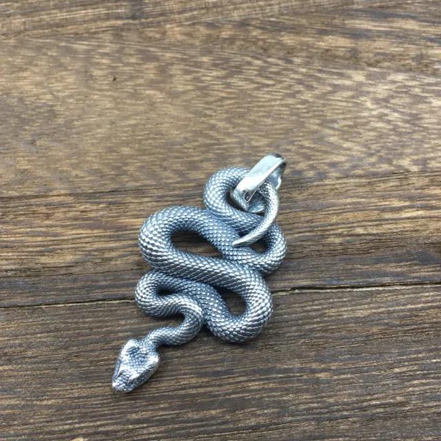 Vintage Sterling Silver Aggressive Personality Skeleton Head Ring Python Pendant - Shop at LoveMi