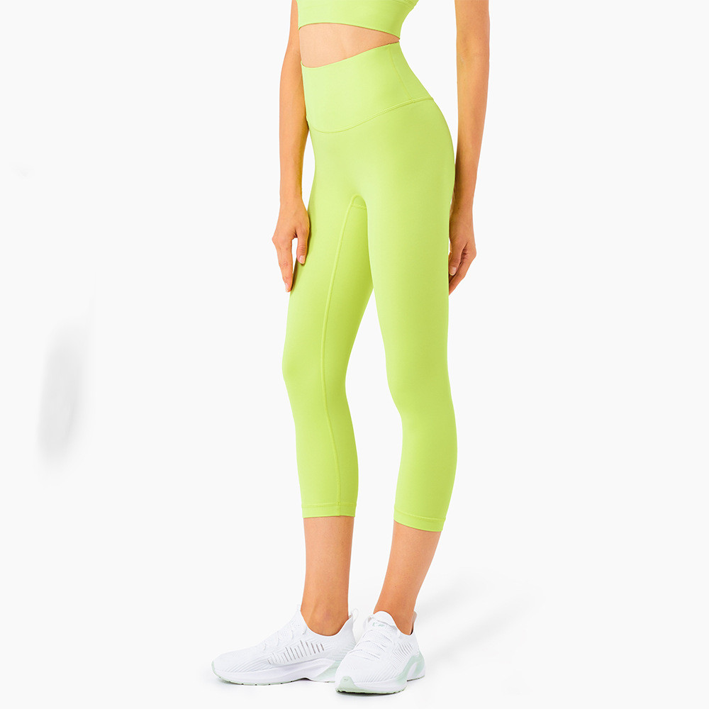 Title 5, High-waisted tight yoga pants with a peach butt...