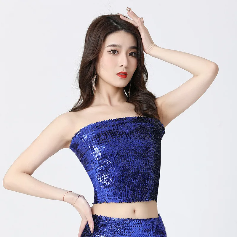 European And American Sequined Top DS Costumes - Sapphire-One Size