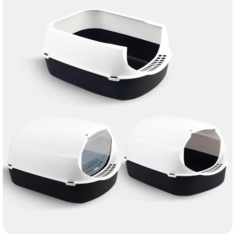 Splash-proof Cat Toilet Fully Enclosed, Foldable And Removable - Black