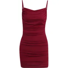 European And American Fashion Party Dress With Strap - Red - View 1