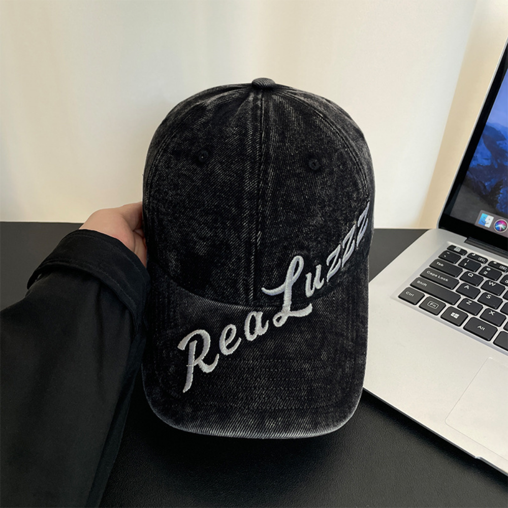 Monochrome Individuality Frayed Letter Embroidery Washed-out Vintage Trend Fashion Holey Brim Baseball Cap Street Travel 4