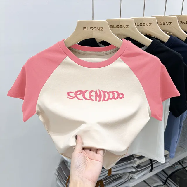 Women's Fashion Retro Cotton Short Sleeve T shirt Top T0021 Pink - Shop at LoveMi