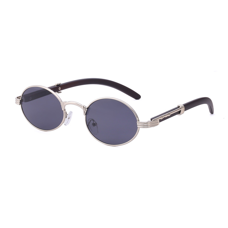 Title 5, Retro Wood-like Sunglasses with Small Round Frame