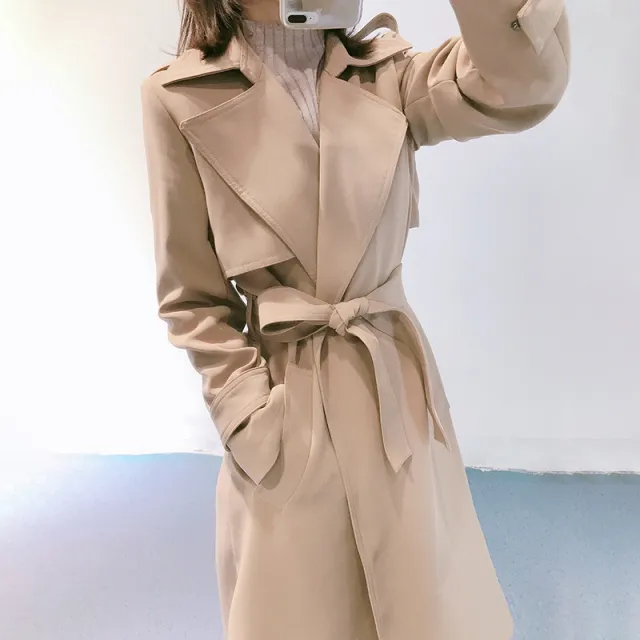 Spring And Autumn Mid length And Early Autumn Thin Coat Khaki - Shop at LoveMi