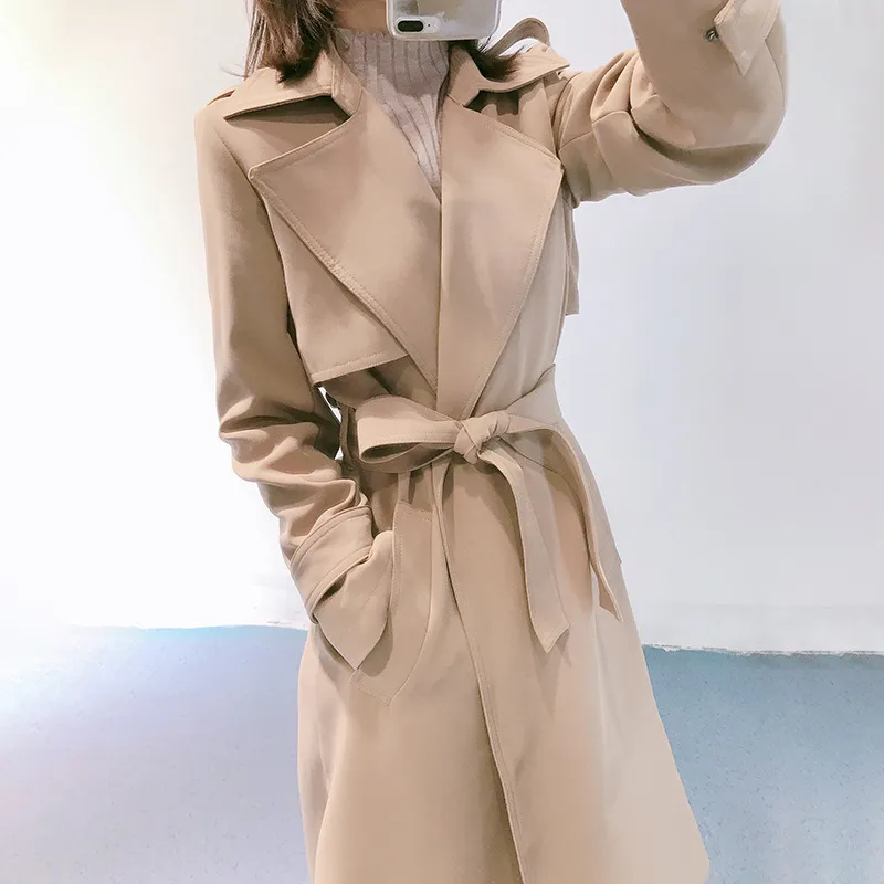 Spring And Autumn Mid-length And Early Autumn Thin Coat - Khaki