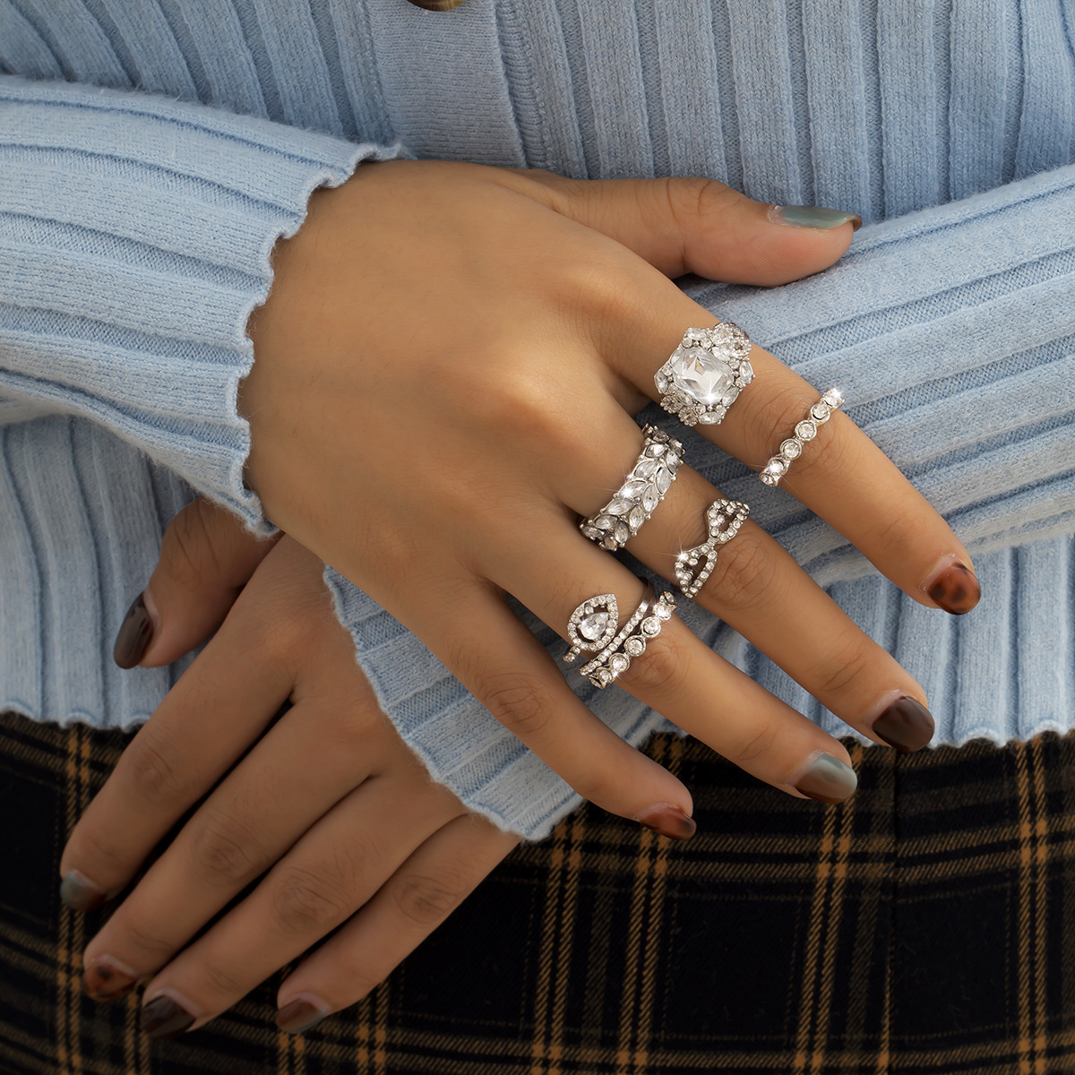Retro Simple Combination Diamond Ring