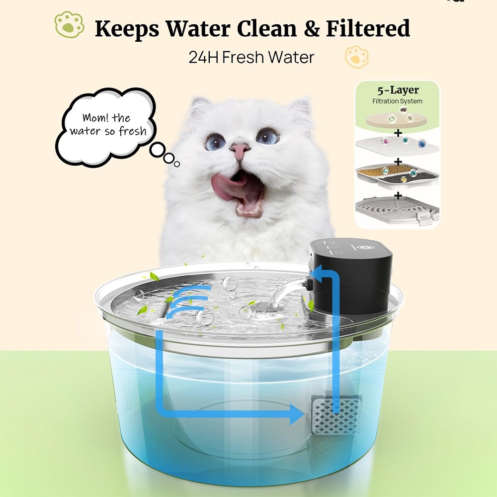 3.2L Wireless Automatic Pet Water Fountain, 3 Modes Sensor Drinking Dispenser — image 3