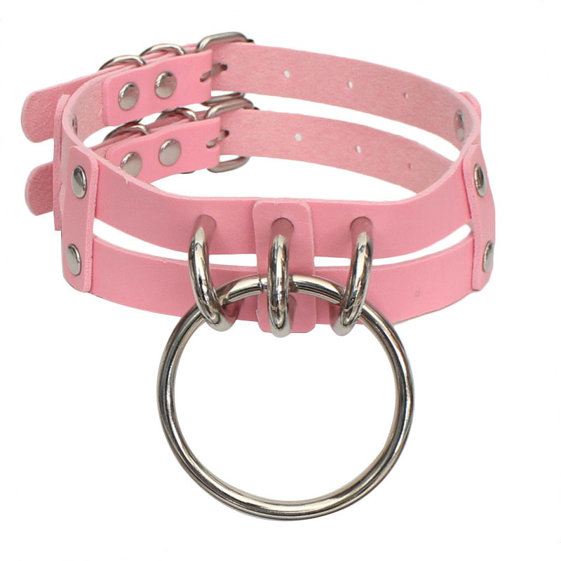 Harajuku Punk Gothic Leather Necklace O Ring Choker