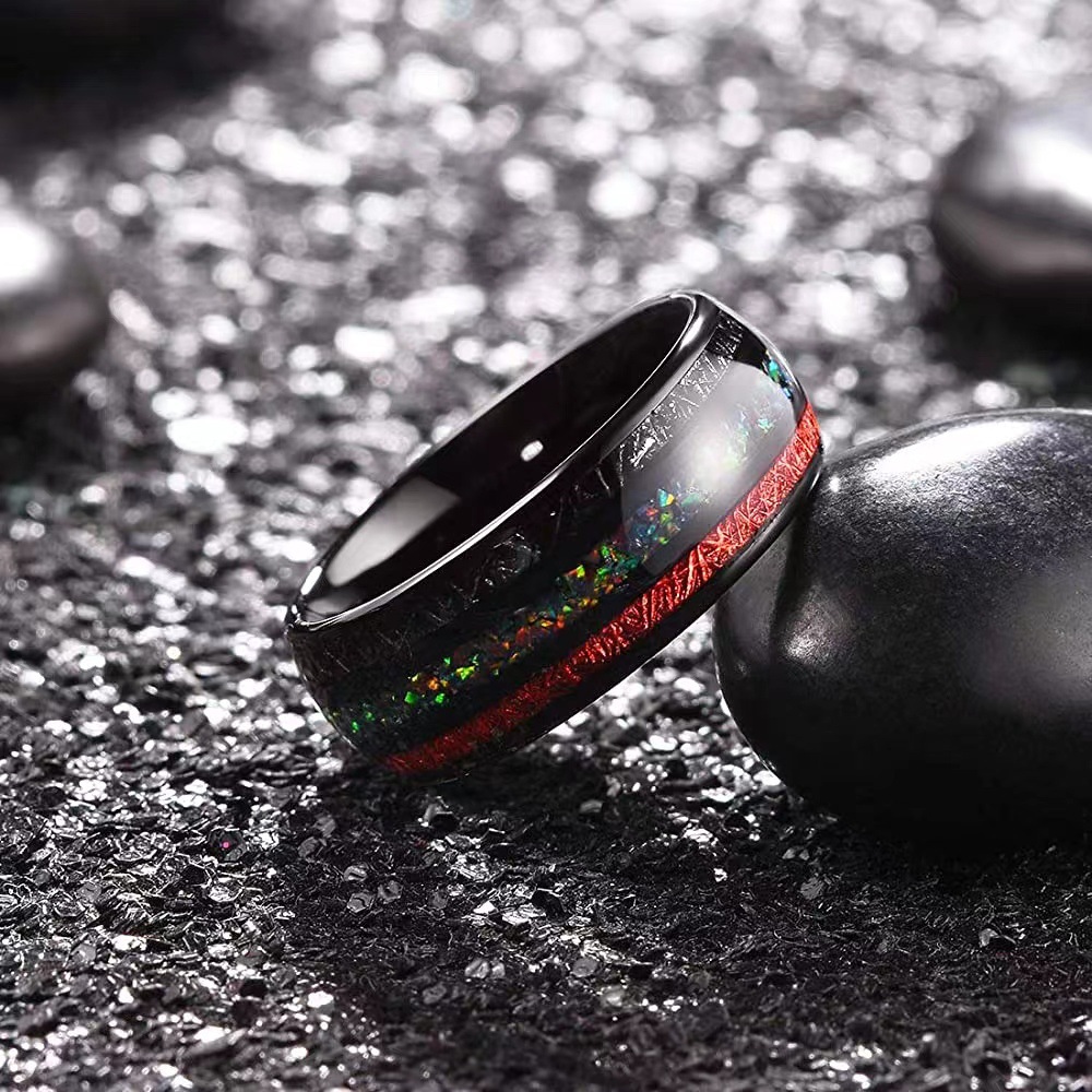 Title 1, Opal Ruby Black Meteorite Ring