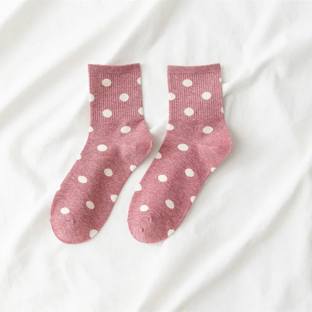 Ladies Cotton Dot Sweet Japanese Socks Pink - Shop at LoveMi