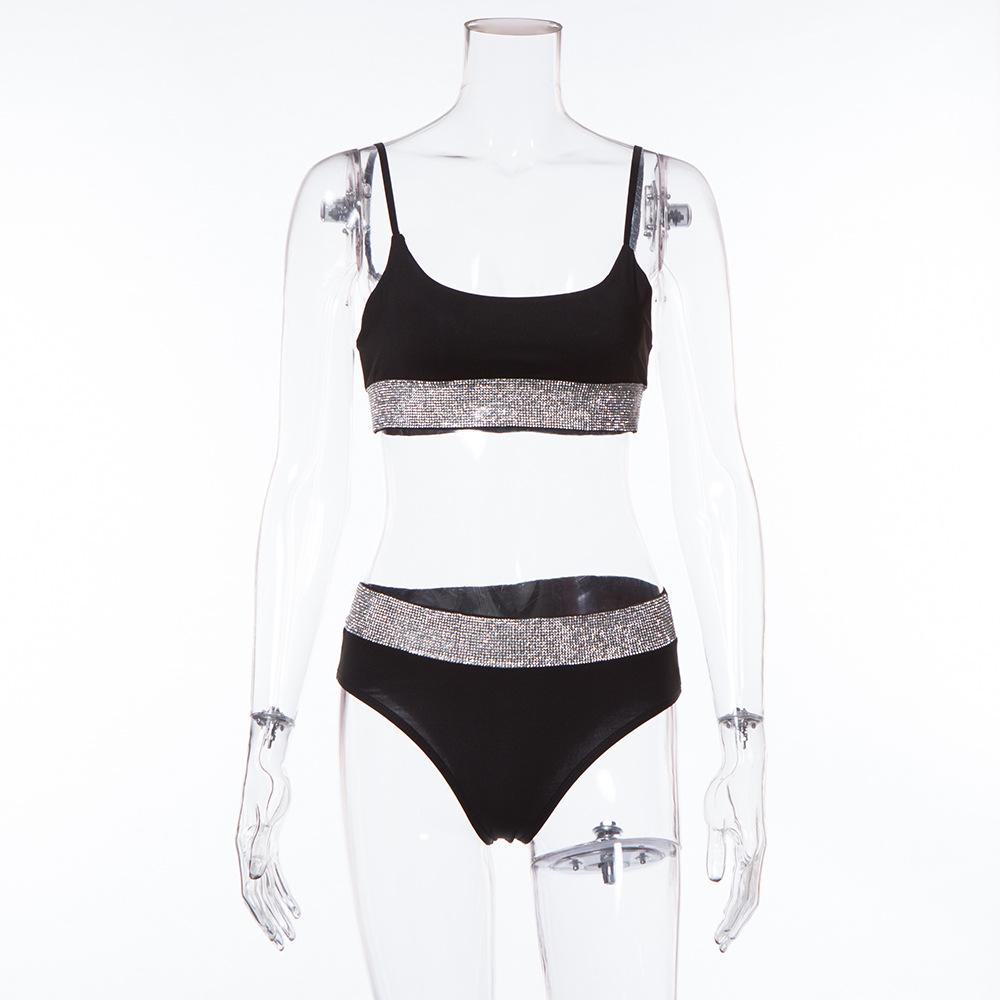 Three-point Swimsuit Silver Silk Shiny Cloth Swimming Pool Two-piece Suit