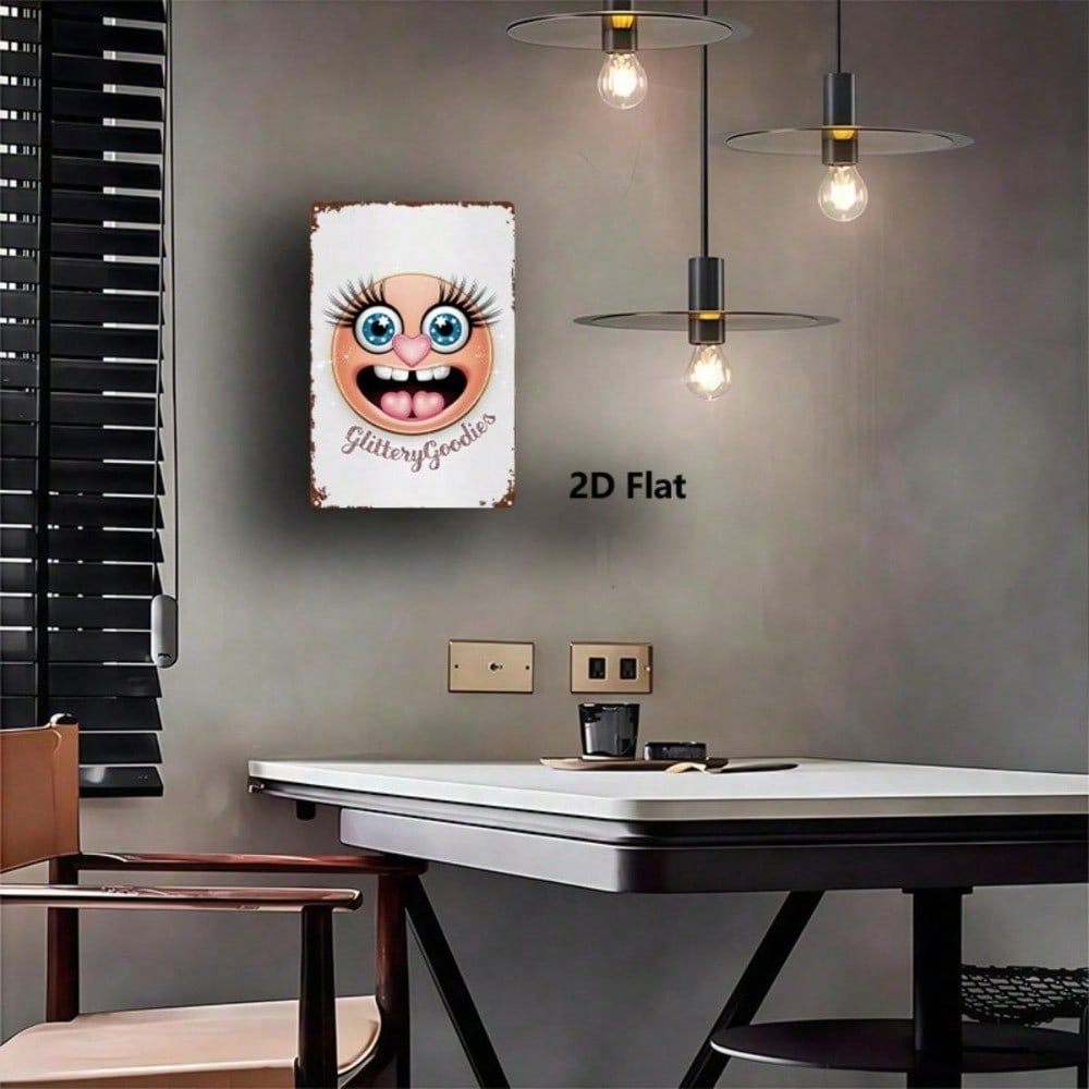 Smiling Face Metal Wall Art 8x12, Rustic Iron Happy Face Sign Home Decor