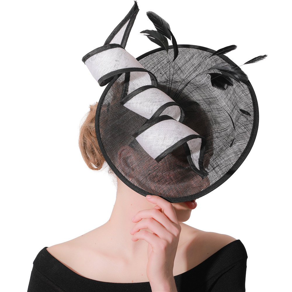 Mesh Bridal Hair Accessories Banquet Party Performance Black And White Top Hat
