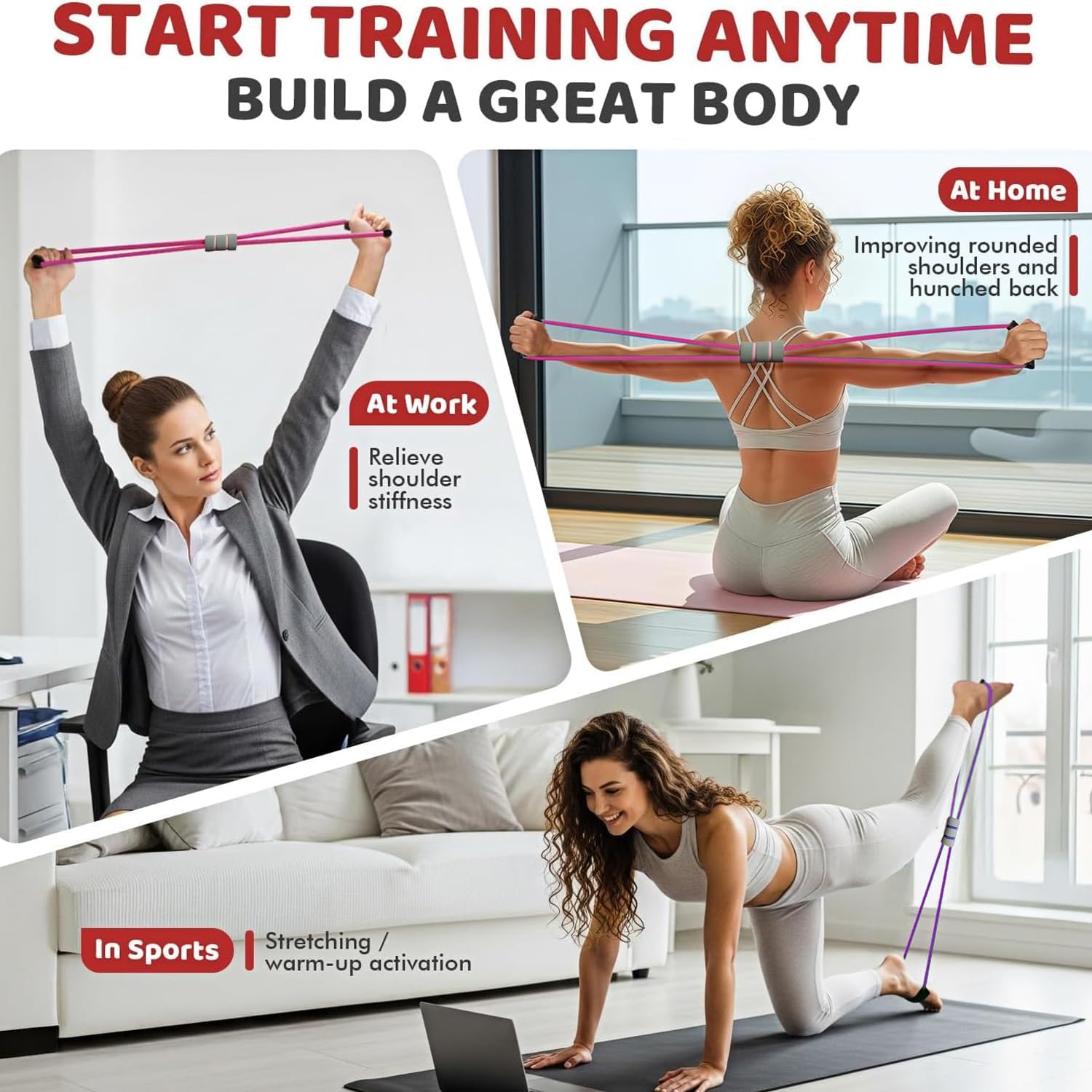 Multifunction Pedal Resistance Band, 4-Tube Elastic Pull Rope For Home Yoga, Leg Exercise, Sit-Up Assistant, Full Body Stretching & Strength Training Fitness Tension Rope