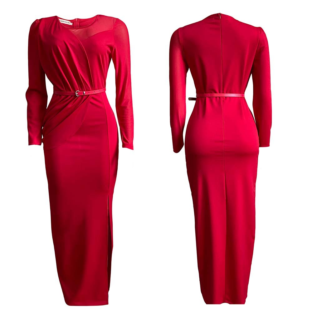 Mesh-Panel Long Dress, picture 2 of 6