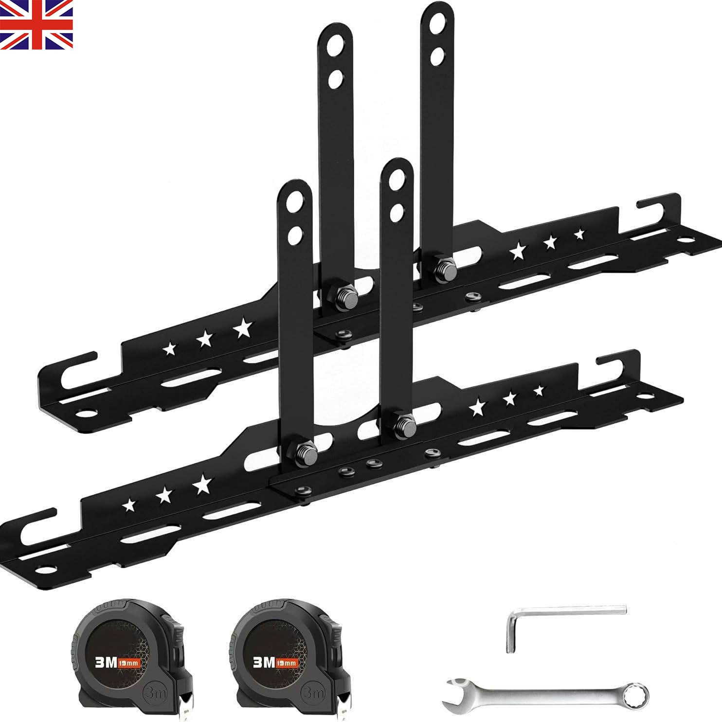 2 Pcs DIY Upgraded Toe Wheel Alignment Tool Plate Kit With Measuring Tapes Black