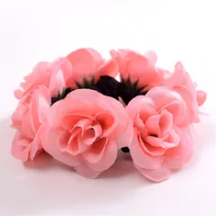 European And American Women's Simulation Fabric Rich Rose Hair Tie Hair Accessories - Rubber Red - View 1