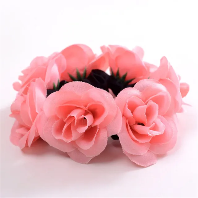 European And American Women's Simulation Fabric Rich Rose Hair Tie Hair Accessories Rubber Red - Shop at LoveMi