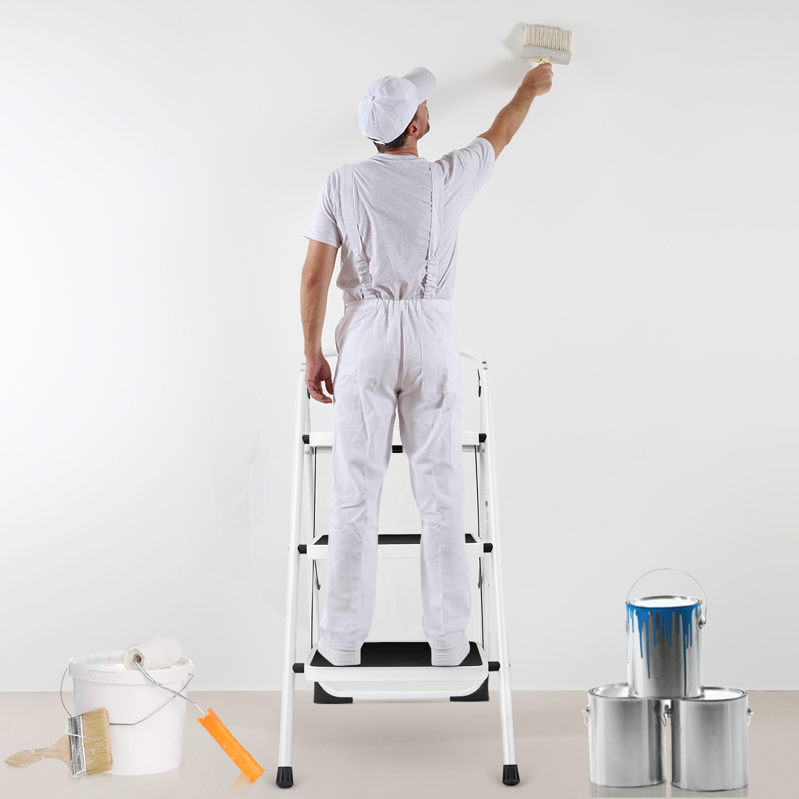 Folding 3-Step Ladder With Handgrip And Anti-Slip Platform — foto 7