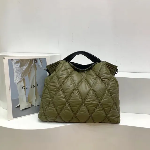Down Cotton Tote Bag Commuter One shoulder Hand Carry Versatile Design Large Capacity Green - Shop at LoveMi