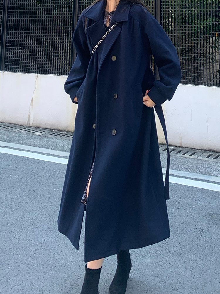 Windbreaker Jacket Women's Mid-length Temperament Korean Casual Loose Woolen Cloth